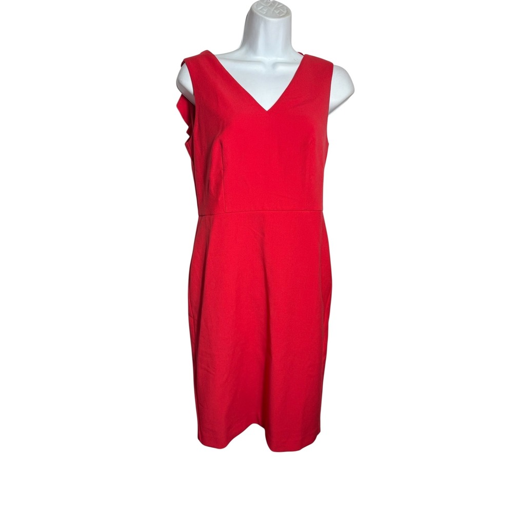 NWT Ann Taylor dress Size 2‎  Red Ruffle Sheath Dress Sleeveless Career Cocktail